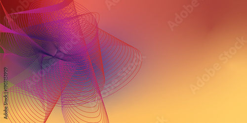 An abstract orange background vector illustration featuring a modern design with wave patterns, blue technology lines, and light curves for a professional business wallpaper or web banner template