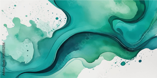 Abstract blue watercolor background featuring a fluid ocean wave design with a liquid texture and flowing silk curves in a natural sea splash vector illustration