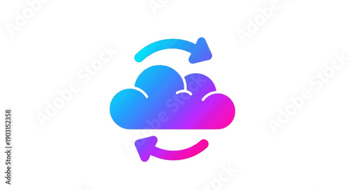 Vibrant cloud sync data transfer icon symbolizing modern digital information exchange and