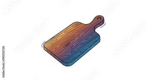 Vibrant gradient wooden cutting board illustration for diverse kitchen and culinary projects
