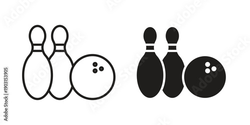 Bowling icon vector. EPS 10 editable vector bundle