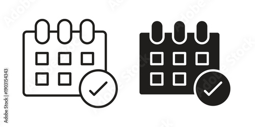 Calendar check icon vector. EPS 10 editable vector bundle