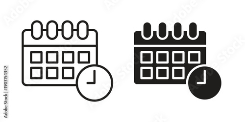 Calendar clock icon vector. EPS 10 editable vector bundle
