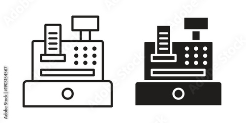 Cash register icon vector. EPS 10 editable vector bundle