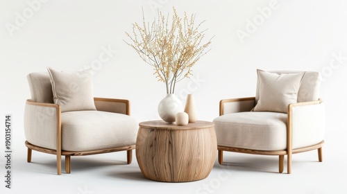 Wallpaper Mural Cozy Minimalist Living Room Furniture with Natural Wood Accents and Decorative Elements Torontodigital.ca