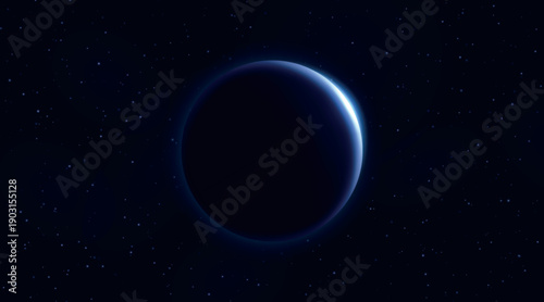 Blue planet in deep space background
