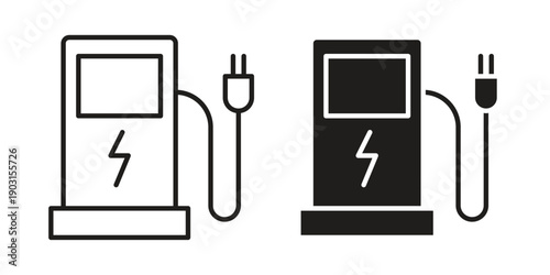 Charging station icon vector. EPS 10 editable vector bundle