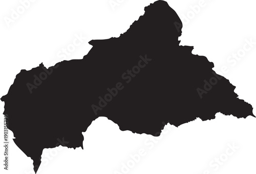 Central Africa Republic Silhouette Map Vector Transparent Background Vector.