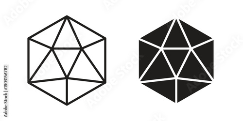 Dice d20 icon vector. EPS 10 editable vector bundle
