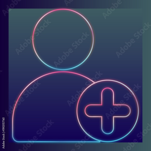 User Account Creation Neon Sign Plus Symbol Digital Identity Access Management Security