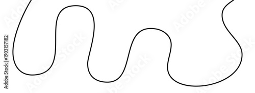 A playful single continuous line squiggle cable in one smooth, black stroke.