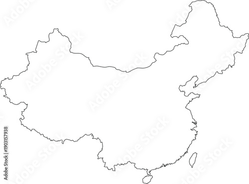 China With Taiwan Map Outline Vector Transparent Background Vector.