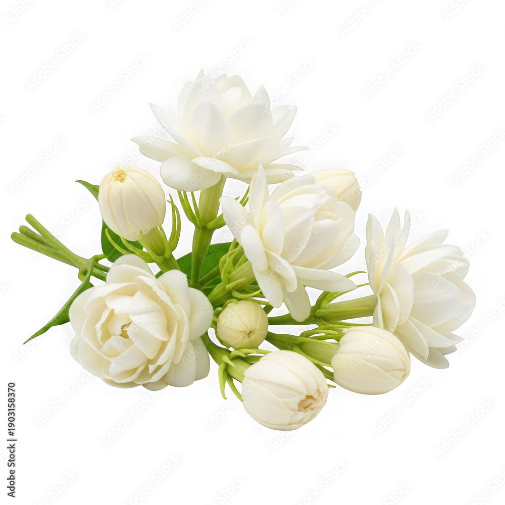 Fototapeta premium Elegant bouquet of white roses in delicate bloom against a plain background