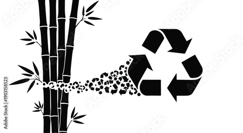 Bamboo and recycling symbol graphic illustration