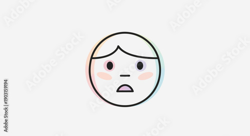 An expressive worried face icon with subtle pastel colors on a clean white background