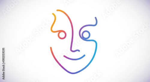 A vibrant abstract continuous line art drawing of a human face symbolizing emotion and connection
