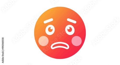 An expressive orange and red gradient emoji showing a worried or sad facial expression isolated on