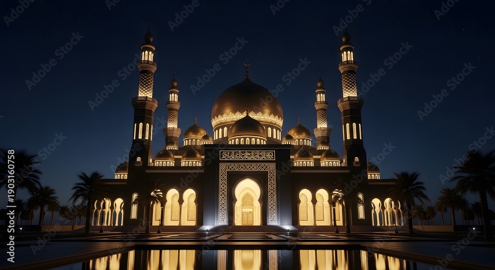 Obraz premium blue mosque at night