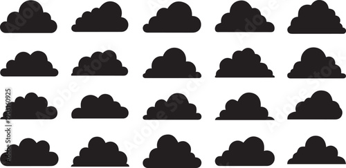 Cloud Silhouette Vector Icon Set