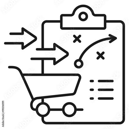 Market Entry Plan Outline Icon Vector Illustration