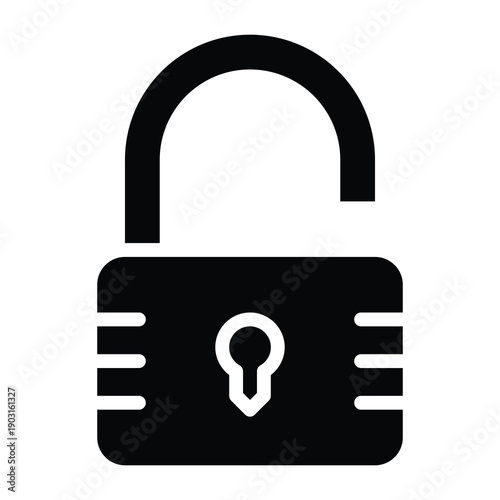 Unlock Vector Icon, User Interface Related Solid Style Vector Icon.