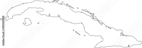 Cuba Map Outline Vector Transparent Background Vector