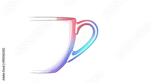 Vibrant watercolor coffee cup sketch illustration showcasing a beautiful gradient blend of colors