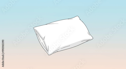A minimal illustration of a soft white pillow against a serene gradient background perfect for