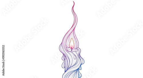 Artistic Burning Candle Illustration with Vibrant Gradient Colors and Organic Flowing Lines