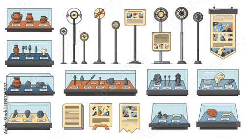 Explore a comprehensive collection of museum exhibits showcasing historical artifacts, ancient relics, and cultural heritage displays, complete with informational signage
