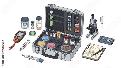 Comprehensive Portable Science Investigation Kit Essential Lab Tools for Field Experiments, Including Microscope, Test Tubes, and Culture Dishes for Research