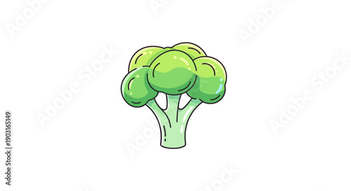 Vibrant Green Broccoli Cartoon Illustration Depicting a Healthy Fresh Vegetable Icon