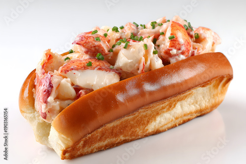 Wallpaper Mural Premium New England Lobster Roll Isolated on Pure White Background with Fresh Ingredients and Garnish Torontodigital.ca