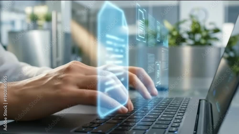 Cinematic 4K Close Up of a Business Professional Typing on a Laptop ...