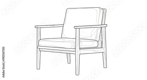 Sketch of a comfortable armchair with wooden frame.