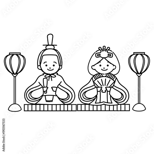 ひな人形(線画)