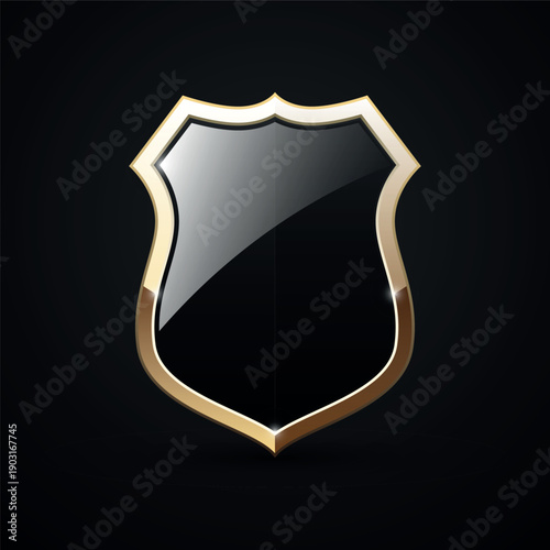 Gold and black shield logo icon. Vector illustration