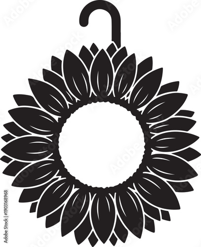 Cheerful sunflower door hanger design featuring a bold floral silhouette perfect for front door decor, farmhouse crafts, welcome signs, seasonal decorations, and DIY projects