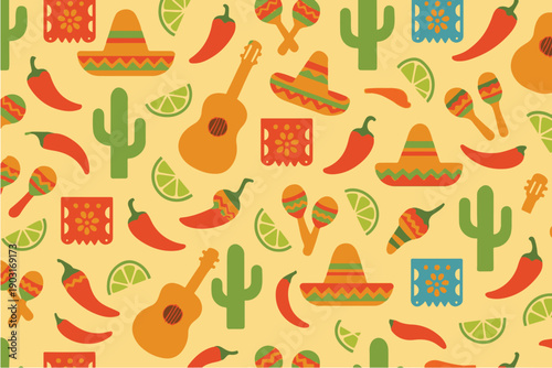 Festive Mexican Fiesta Seamless Pattern