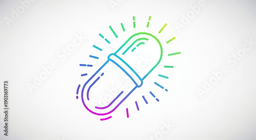 Vibrant Rainbow Gradient Pill Icon Shining with Energy and Modern Healthcare Concept