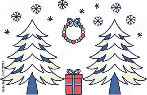 Christmas holiday design illustration. Natal festive celebration design. Christmas winter season design. Holiday decoration christmas design. Christmas tree festive design. Christmas gift holiday