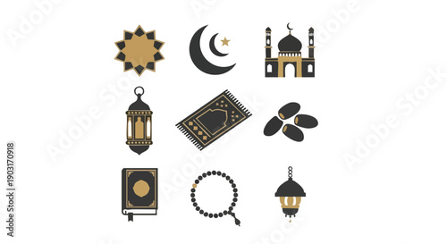 Ensemble dIconographie Islamique Géométrique or Duoton