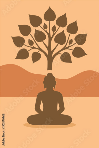 Buddha Meditating Under the Bodhi Tree