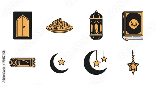 Gold and Black Duotone Ramadan Icons