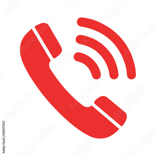 Red Phone Icon: A vibrant red telephone handset icon, radiating signal waves, ready to connect and communicate.