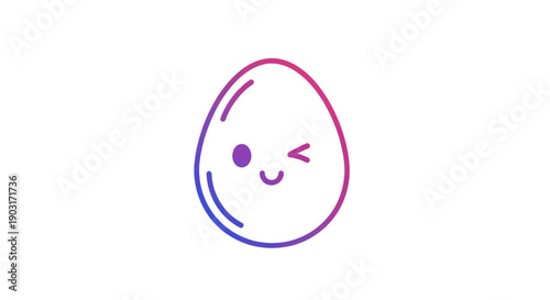 Cute winking egg illustration with a vibrant gradient outline simple playful character design for