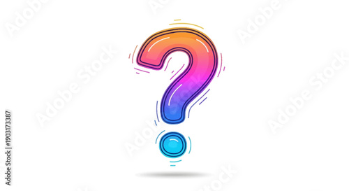 A colorful and artistic question mark symbol representing curiosity, inquiry, and problem-solving