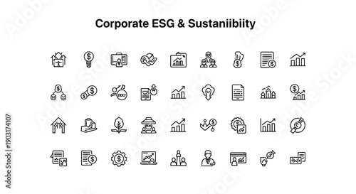 Corporate ESG and Sustainability Icons Set