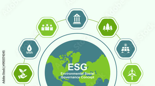 Global ESG Business Background with Ecology and Sustainability Concept – Modern Clean Vector