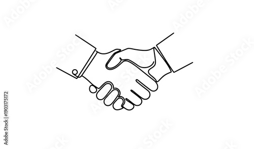 Continuous single line handshake vector icon editable stroke for professional use